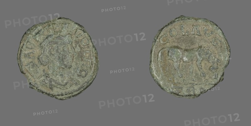Coin Depicting Tyche, 211-268 CE.