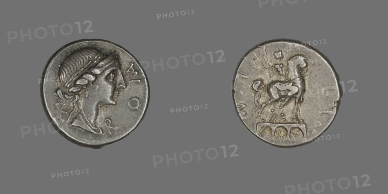 Denarius (Coin) Depicting the Goddess Roma, 114-113 BCE.
