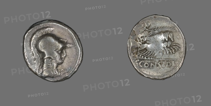Denarius (Coin) Depicting the Goddess Minerva, about 46 BCE.