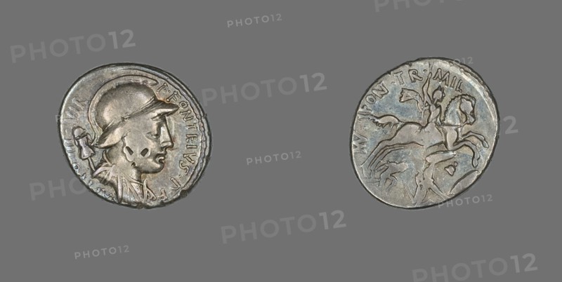 Denarius (Coin) Depicting the God Mars, 55 BCE.
