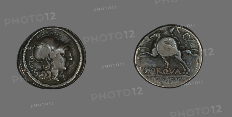 Denarius (Coin) Depicting the Goddess Roma, 113-112 BCE.