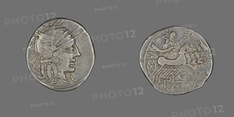 Denarius (Coin) Depicting the Goddess Roma, 121 BCE.