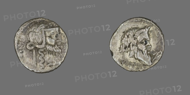 Denarius (Coin) Depicting the Satyr Silenus, 90 BCE.