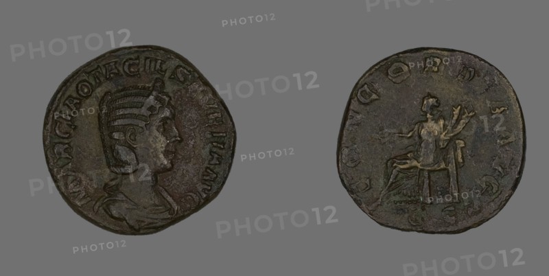 Sestertius (Coin) Portraying Empress Marcia Otacilia Severa, 244-249.