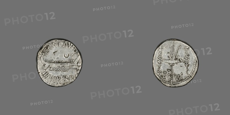 Denarius (Coin) Depicting a Galley, 32-31 BCE, issued by Marc Antony.