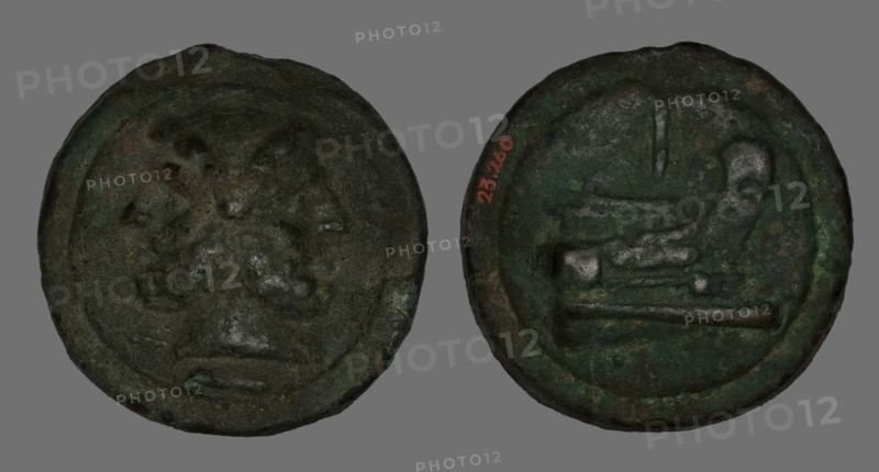 As (Coin) Depicting the God Janus, 225-217 BCE.