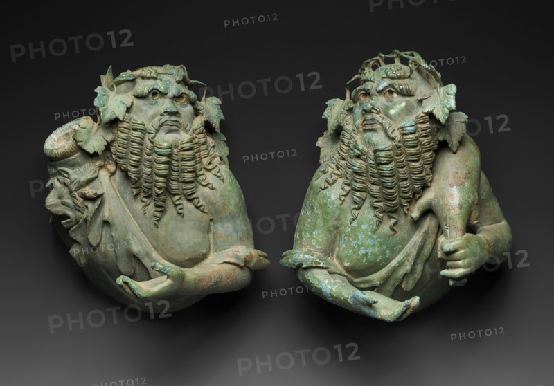 Attachments Depicting Busts of Silenoi, Mid-1st century BCE-mid-1st century CE.