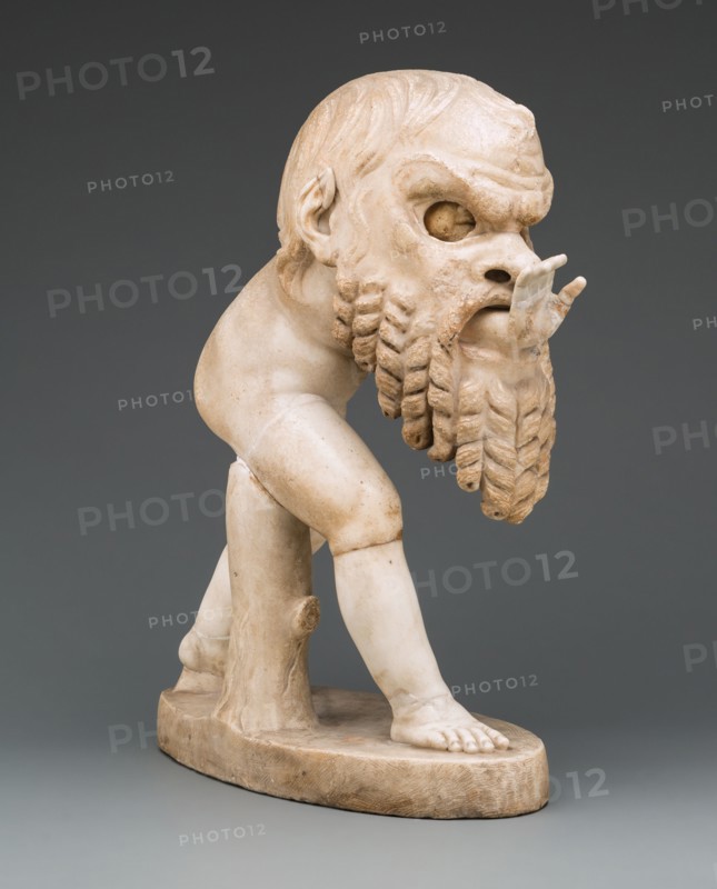 Statue of a Young Satyr Wearing a Theater Mask of Silenos, About 1st century.