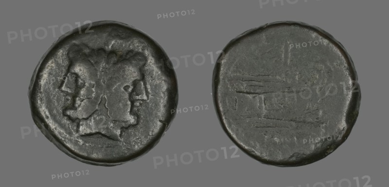Coin Depicting a Janiform head, 211-208 BCE.