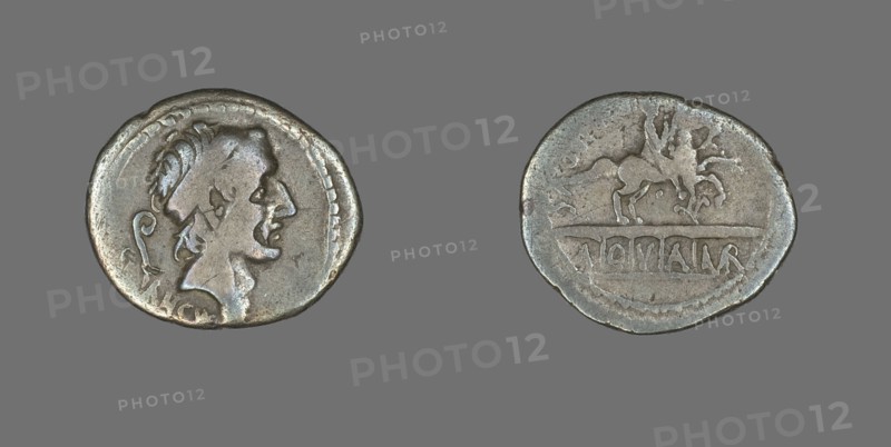 Denarius (Coin) Depicting King Ancus Marcius, 56 BCE, issued by L. Marcius Philippus.