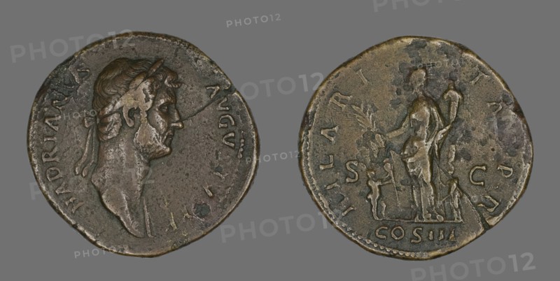 Sestertius (Coin) Portraying Emperor Hadrian, 128-132.