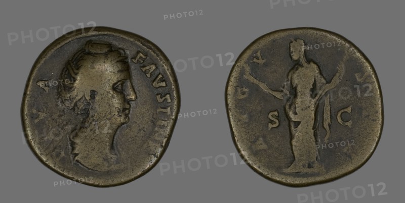 Sestertius (Coin) Portraying Empress Faustina, 141 or later.