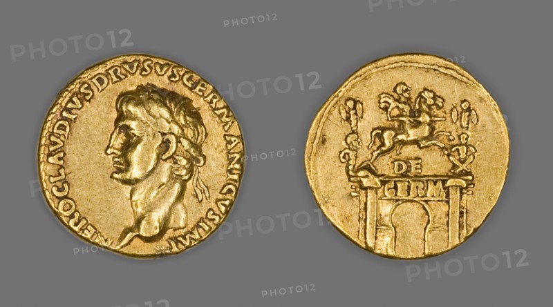 Aureus (Coin) Portraying Nero Claudius Drusus, 41-45, issued by Claudius (Tiberius Claudius Nero).
