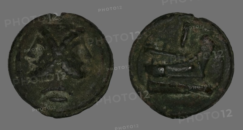 As (Coin) Depicting the God Janus, 225-217 BCE.
