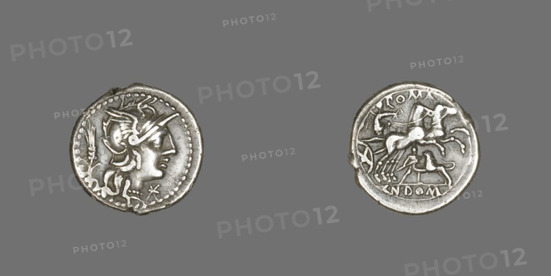 Denarius (Coin) Depicting the Goddess Roma, 128 BCE.