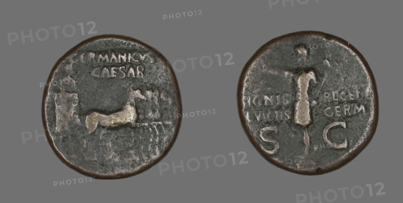 Dupondius (Coin) Portraying Germanicus Caesar, 15 BCE-19 CE.