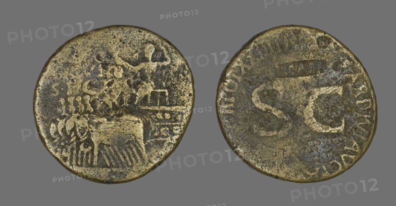 Sestertius (Coin) Depicting an Elephant Quadriga, 34-35.