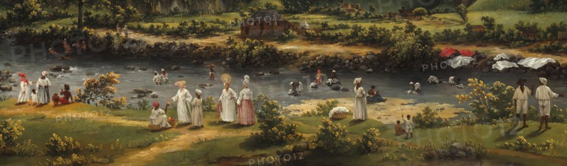 View on the River Roseau, Dominica, 1770/80. Detail from a larger artwork.