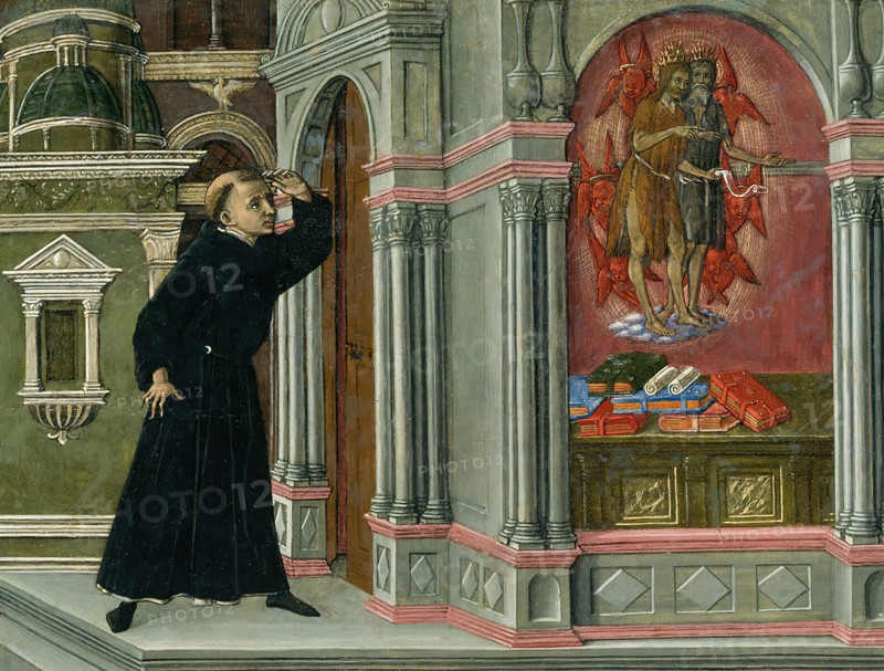 Saint Augustine's Vision of Saints Jerome and John the Baptist, 1476. Detail from a larger artwork.