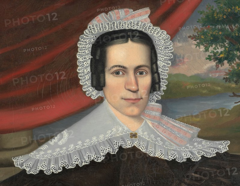 Woman with a Green Book (Louisa Gallond Cook), 1838. Detail from a larger artwork.