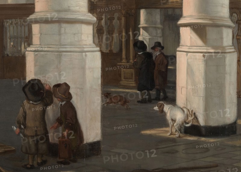 Interior of the Oude Kerk, Delft, probably 1650. Detail from a larger artwork.