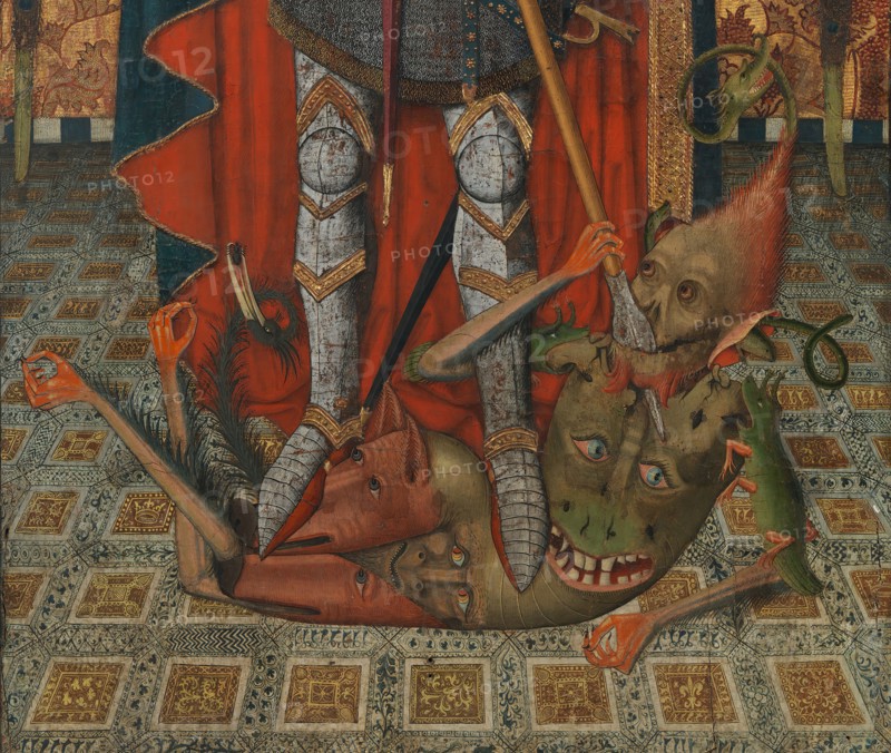 Saint Michael, 1450-1500. Detail from a larger artwork.