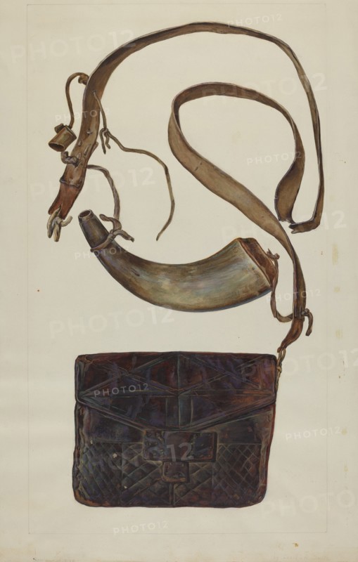 Bullet Pouch and Powder Horn, c. 1937.