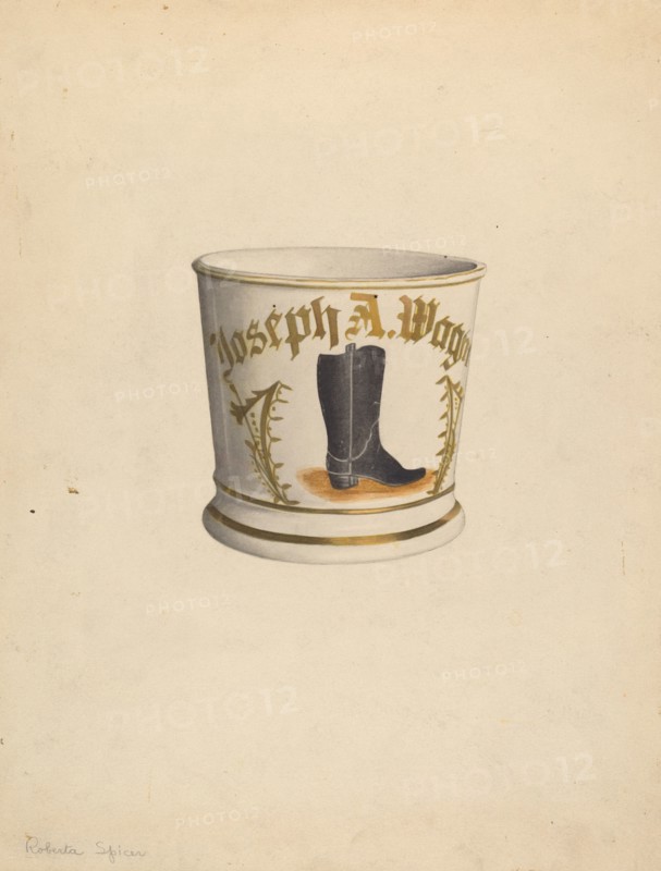 Shaving Mug, c. 1938. (name of mug: Joseph A. Wag...etc.)