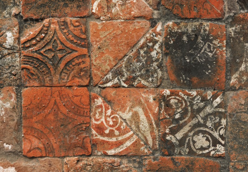Medieval tiles, Wenlock Priory, Much Wenlock, Shropshire, 2017. Creator: James O Davies.