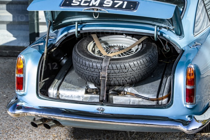 Boot and spare wheel of a 1961 Aston Martin DB4 GT SWB lightweight. Creator: Unknown.