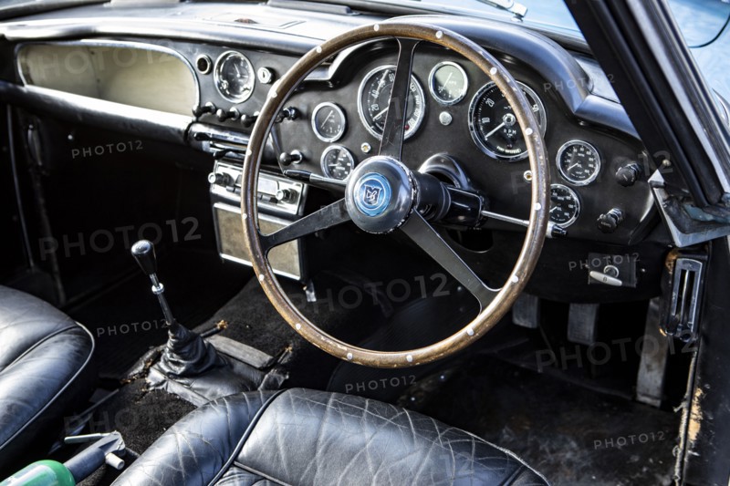 Interior of a 1961 Aston Martin DB4 GT SWB lightweight. Creator: Unknown.
