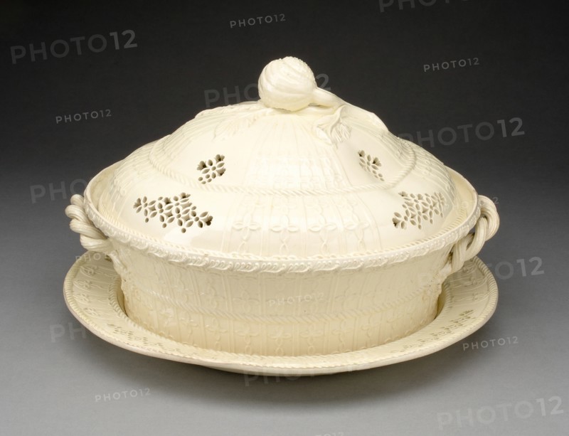 Chestnut Basket and Stand, Yorkshire, c. 1790. Creator: Leeds Pottery.