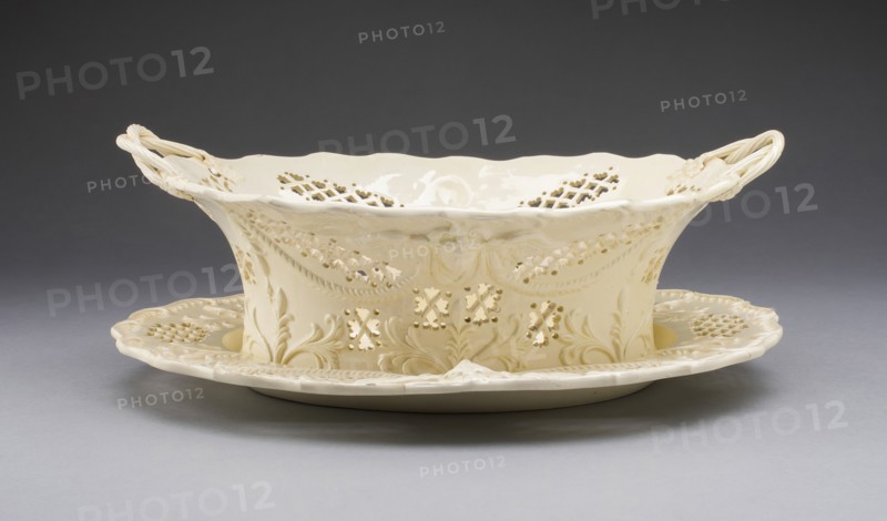 Fruit Basket and Stand, Yorkshire, 1780/1800. Creator: Leeds Pottery.