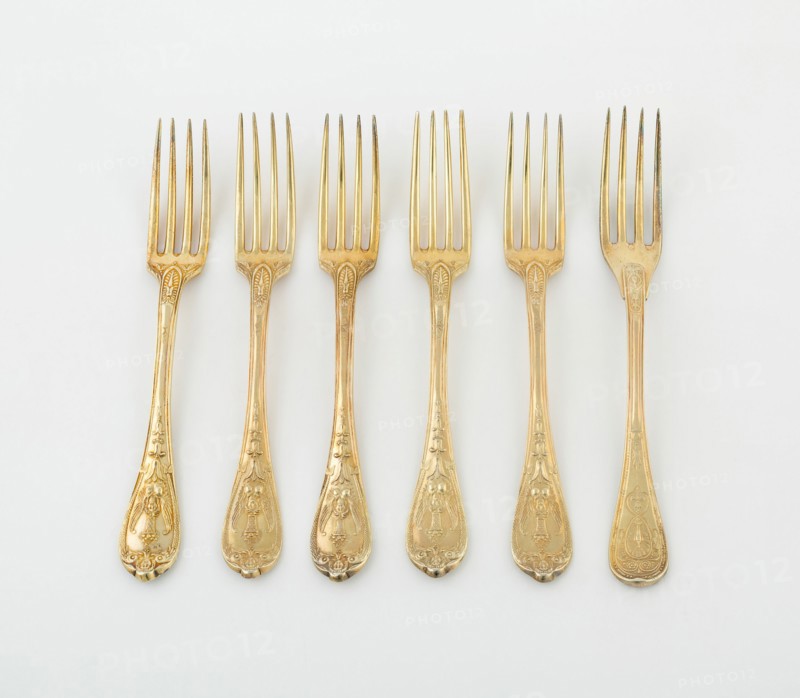 Set of Dessert Forks, Paris, 1789/1820. Creators: Martin-Guillaume Biennais, Pierre-Benoît Lorillon, François-Dominique Naudin.