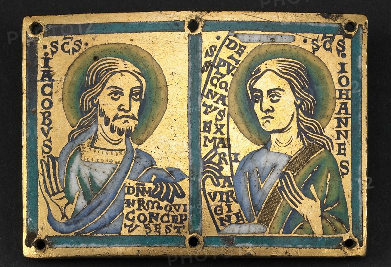 Plaque with Saints James and John the Evangelist, Meuse, 1160/80. Creator: Unknown.