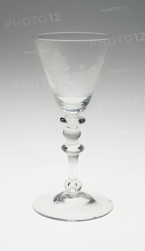 Wineglass with Tribunal Scene, Netherlands, 1750/1800. Creator: Unknown.