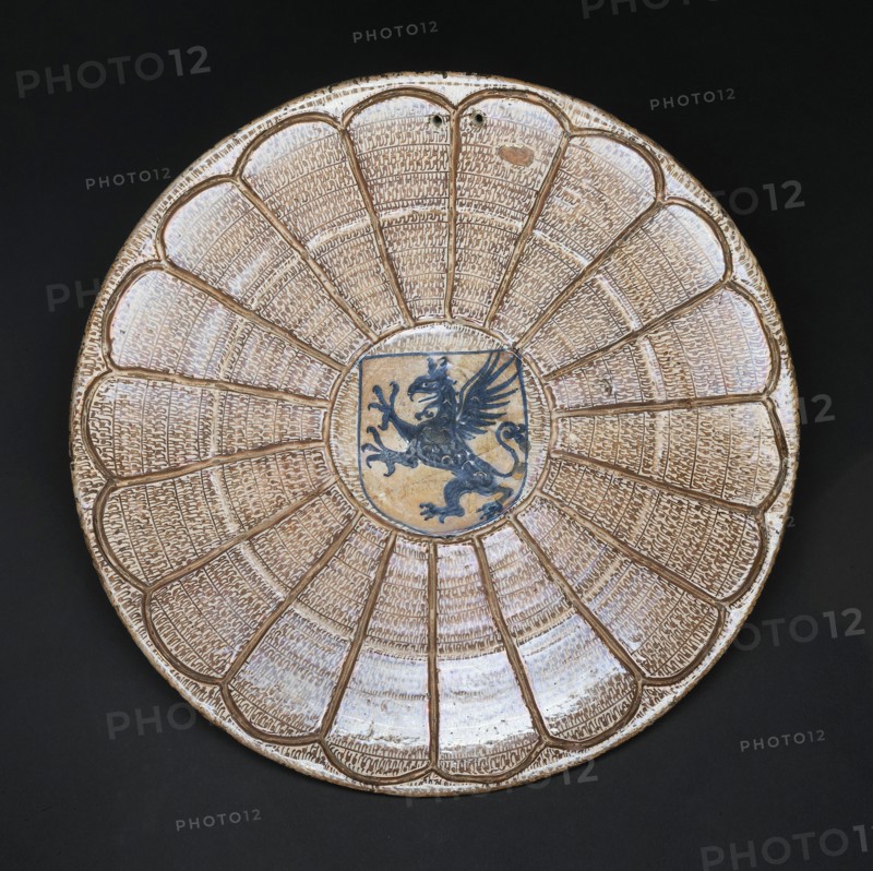 Hispano-Moresque Lusterware Plate with Griffin, Valencia, 1475/1500. Creator: Unknown.