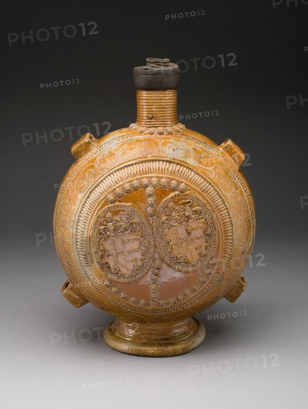 Pilgrim Flask, Raeren, 1587. Creator: Workshop of Jan Emens Mennicken.