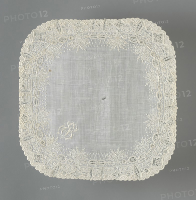 Handkerchief, France, 1850/1900. Creator: Unknown.