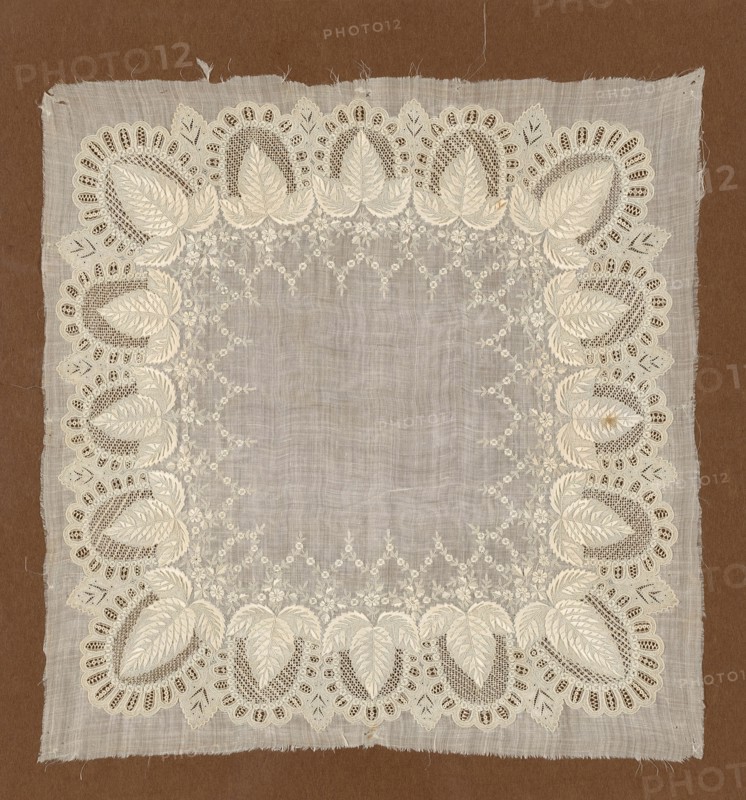 Handkerchief, France, 19th century. Creator: Unknown.