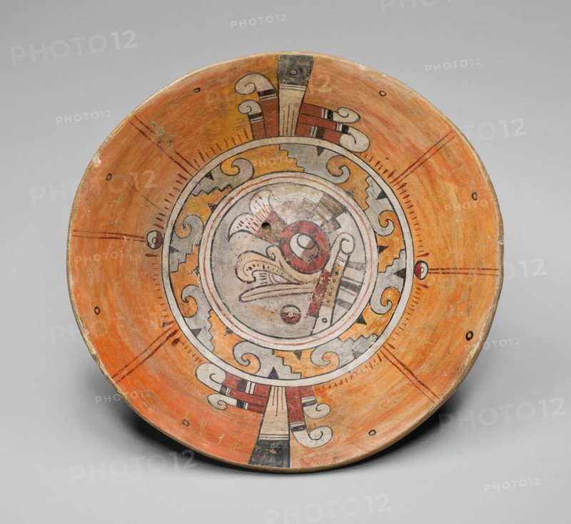 Tripod Bowl Depicting Head of Bird on its Interior Surface, A.D. 1200/1521. Creator: Unknown.