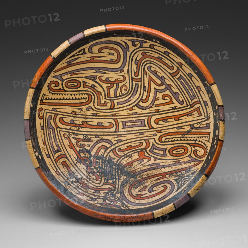 Pedestal Bowl Depicting Bicephalic Footed Serpent with Headcrest, A.D. 700/1100. Creator: Unknown.