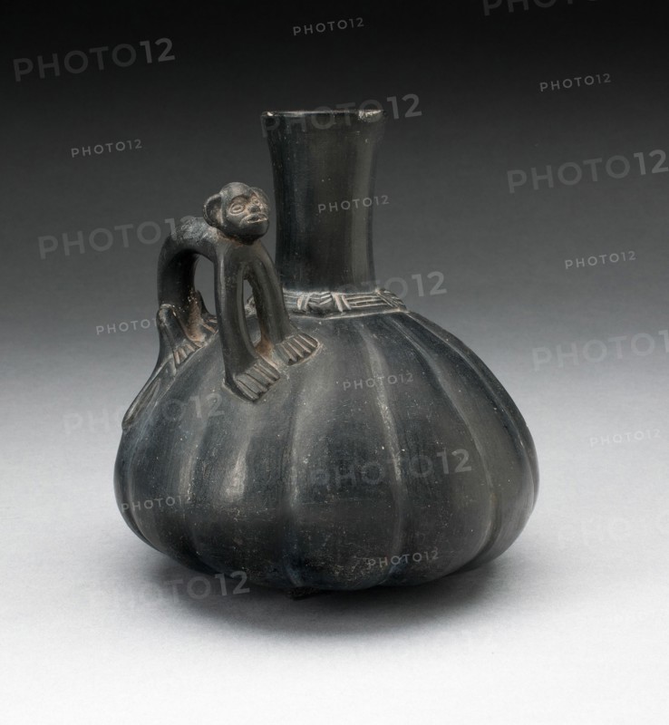 Gourd-Shaped Blackware Jar with Standing Puma on Shoulder, 200 B.C./A.D. 200. Creator: Unknown.