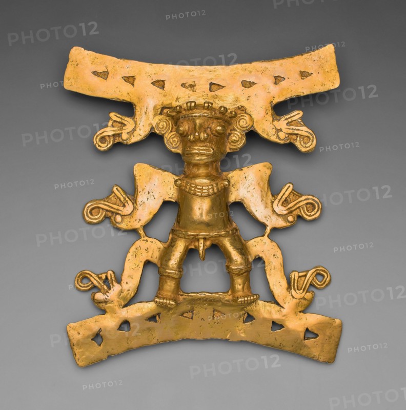 Pendant Depicting a Male Figure with Saurian Heads Emerging from Body, A.D. 1000/1550. Creator: Unknown.