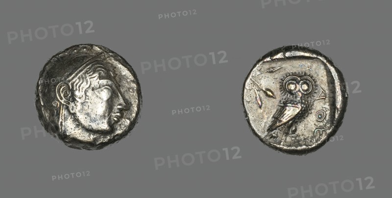 Tetradrachm (Coin) Depicting the Goddess Athena, 530-490 BCE. Creator: Unknown.