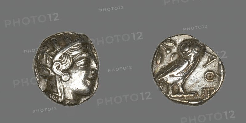 Tetradrachm (Coin) Depicting the Goddess Athena, about 490 BCE. Creator: Unknown.
