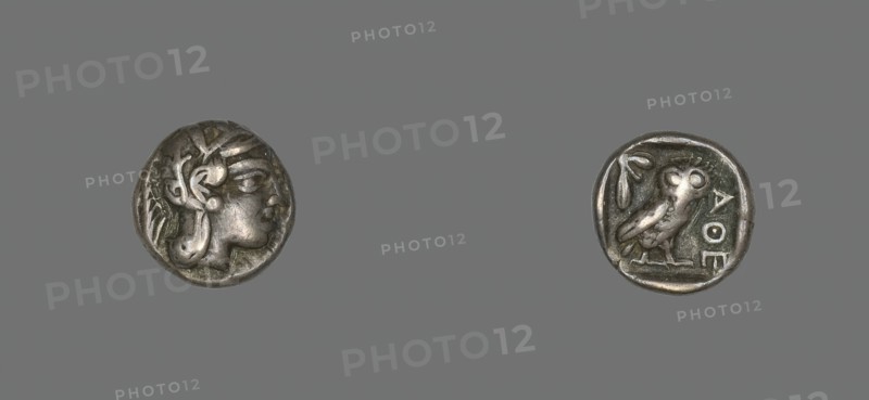 Drachm (Coin) Depicting the Goddess Athena, about 490 BCE. Creator: Unknown.