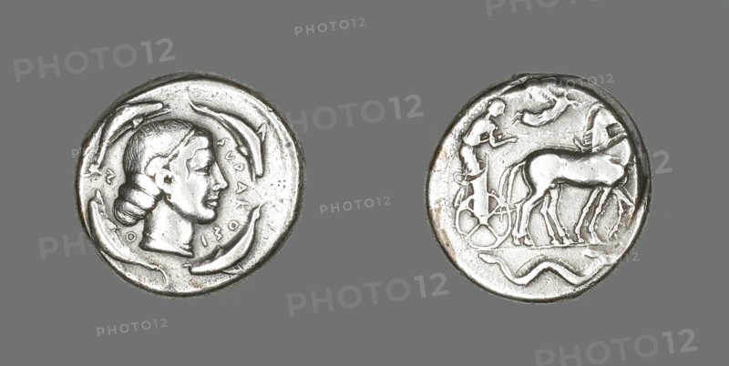 Tetradrachm (Coin) Depicting Arethusa, 474-450 BCE. Creator: Unknown.