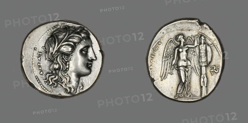 Tetradrachm (Coin) Depicting the Goddess Persephone, 310-307 BCE. Creator: Unknown.