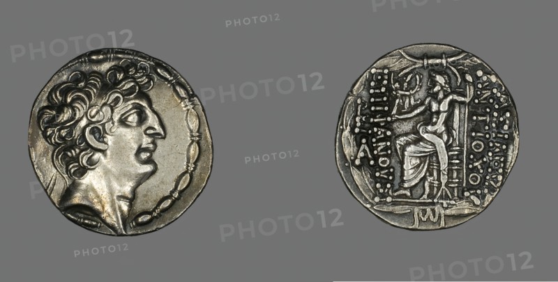 Tetradrachm (Coin) Portraying Emperor Antiochos VIII Grypos, 104-96 BCE, (121-96 BCE). Creator: Unknown.